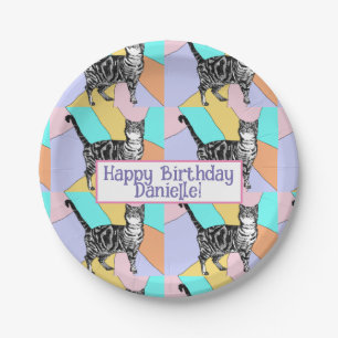 Tabby Cat Pastel Birthday Cats Cake Favor Box Paper Plates