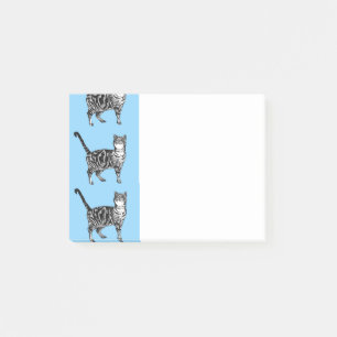 Tabby Cat Pattern Blue cats Post it Notes