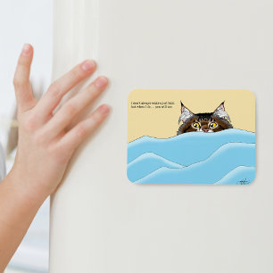 Tabby Cat Peeking Blue Funny Magnet