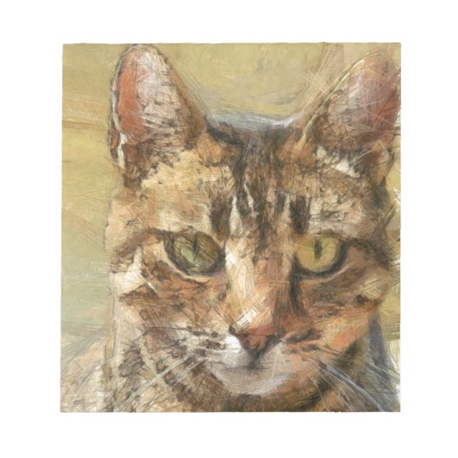 Tabby Cat Pencil Sketch Notepad (Front)