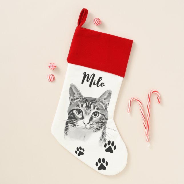 Tabby Cat Personalized Christmas Stocking (Front)