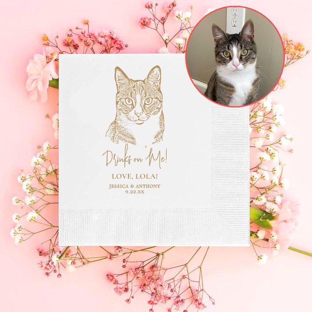 Tabby Cat Personalized Drinks on Me Napkins (Creator Uploaded)