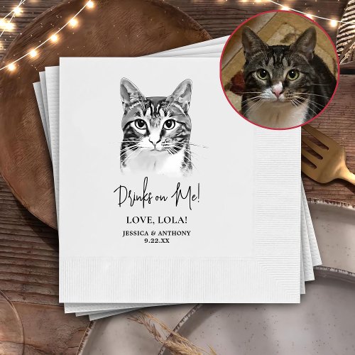 Tabby Cat Personalized Drinks on Me Napkins