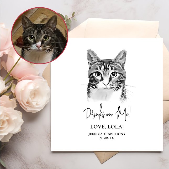 Tabby Cat Personalized Drinks on Me Napkins (Creator Uploaded)