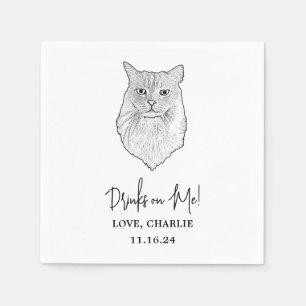Tabby Cat Personalized Drinks on Me Napkins