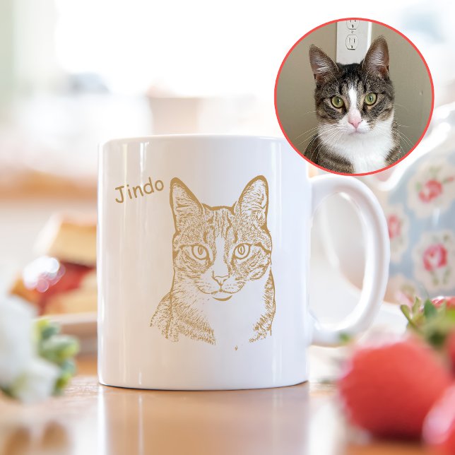 Tabby Cat Personalized Hand Drawing Coffee Mug (Creator Uploaded)