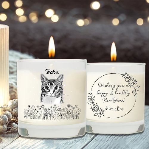 Tabby Cat Personalized Handrawing Scented Candle