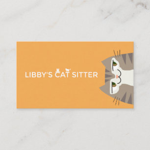 Tabby Cat Pet Sitting QR code Business Card