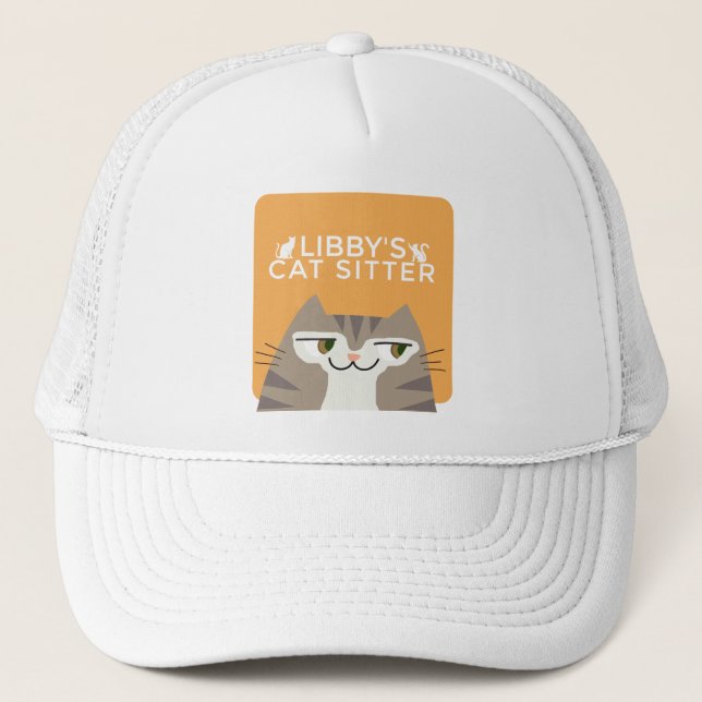 Tabby Cat Pet Sitting Services Trucker Hat (Front)