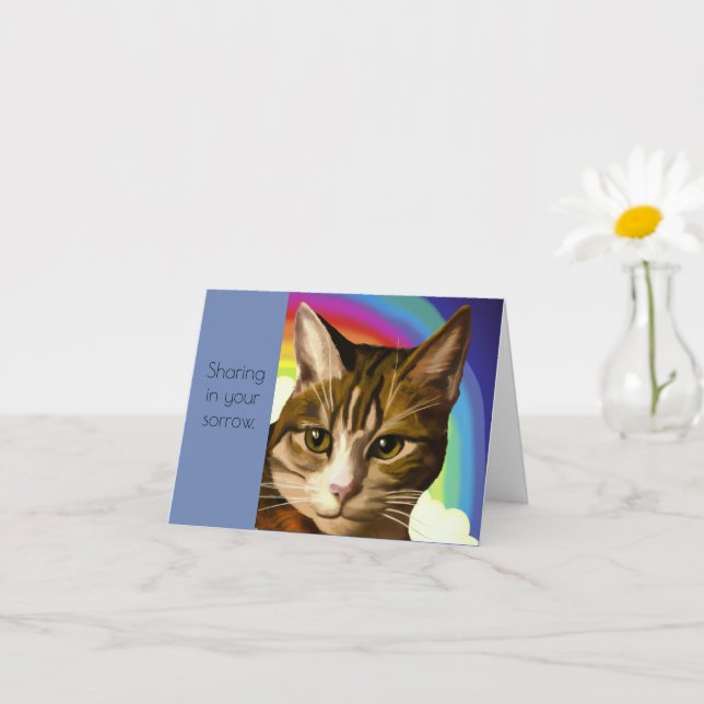 Tabby Cat Pet Sympathy Card (Small Plant)