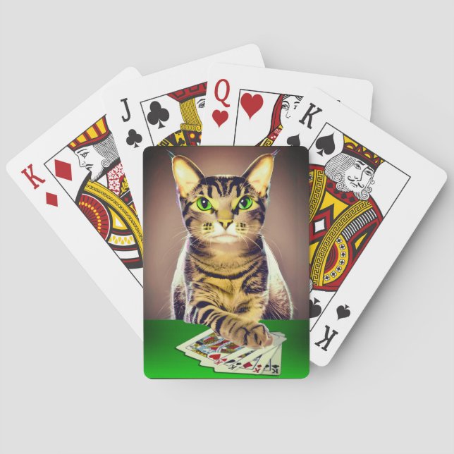 Tabby Cat Playing Poker Poker Cards (Back)