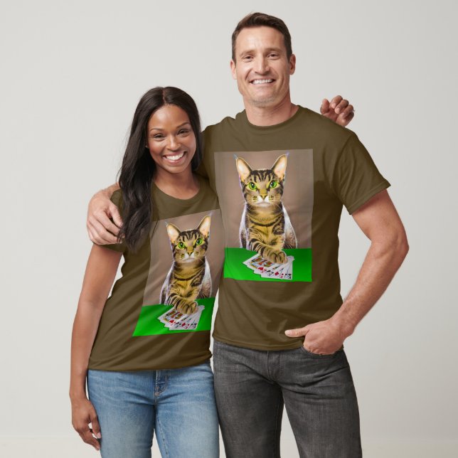 Tabby Cat Playing Poker T-Shirt (Unisex)