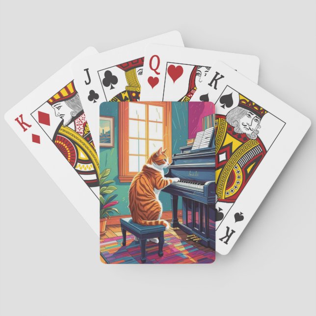 Tabby Cat Playing the Piano Poker Cards (Back)