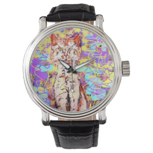 tabby cat popart watch