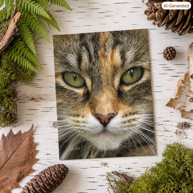 Tabby Cat Portrait Feline Photo Cat Lovers Postcard (Creator Uploaded)