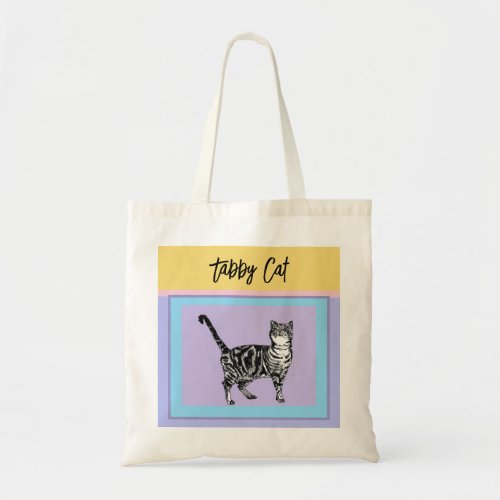 Tabby Cat Purple Cats Women's Pastel Colors Tote Bag
