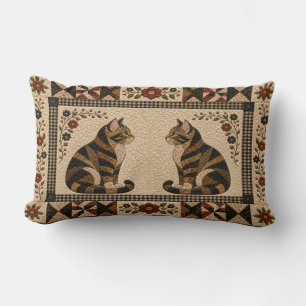 Tabby Cat Quilt Lumbar Pillow