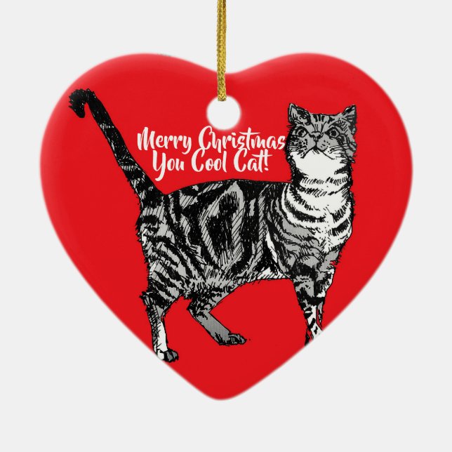 Tabby Cat Red Christmas Cool Childs Decoration (Back)