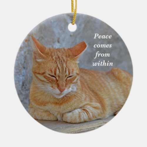 Tabby cat resting in Dubrovnik Inspirational Ceramic Ornament