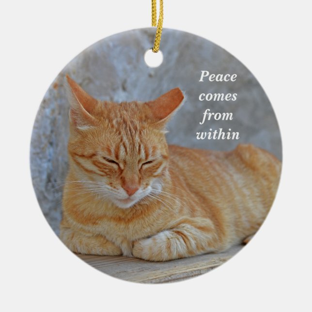 Tabby cat resting in Dubrovnik Inspirational Ceramic Ornament (Front)