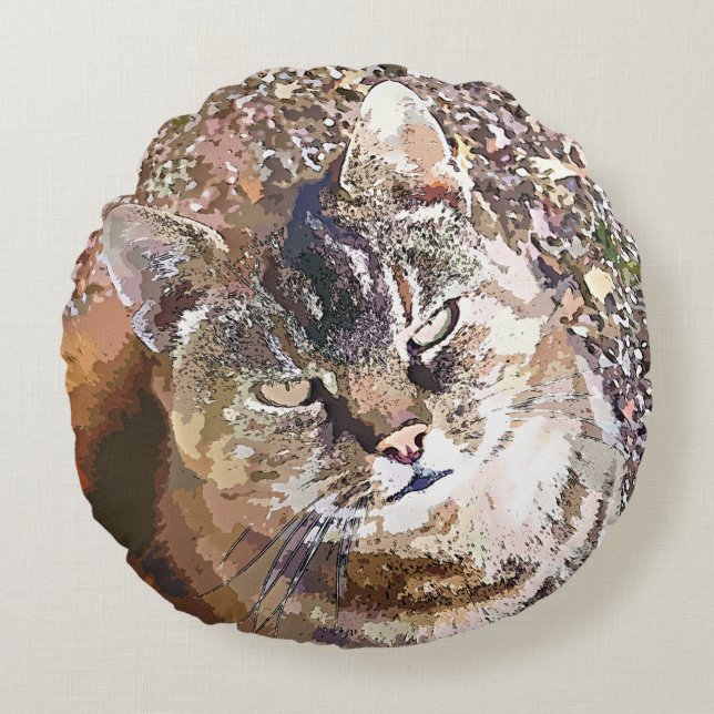 TABBY CAT ROUND PILLOW (Front)
