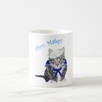Tabby Cat Sailor Coffee Mug by MaggieRossCats at Zazzle