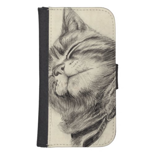 tabby cat scritching phone wallet case