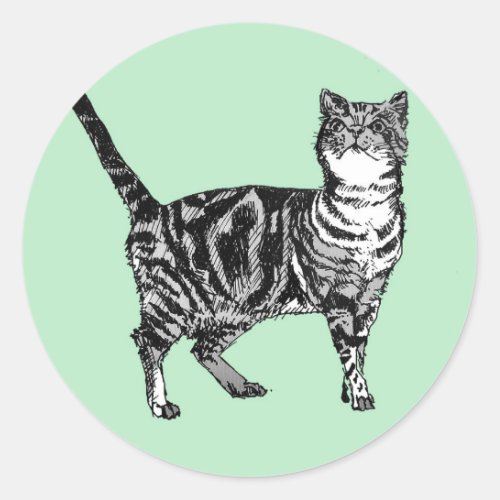 Tabby Cat Stickers Mint Cute cats pets Sticker Set