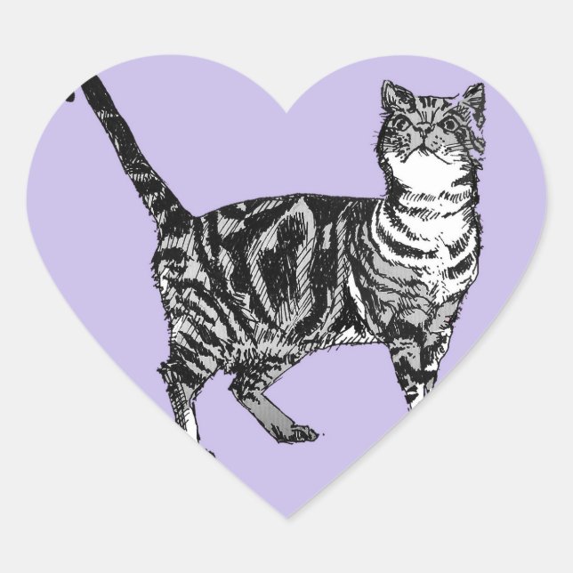 Tabby Cat Stickers Purple Cute cats Sticker Set (Front)