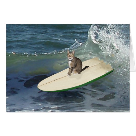 Tabby Cat Surf's Up! Cards (Front Horizontal)
