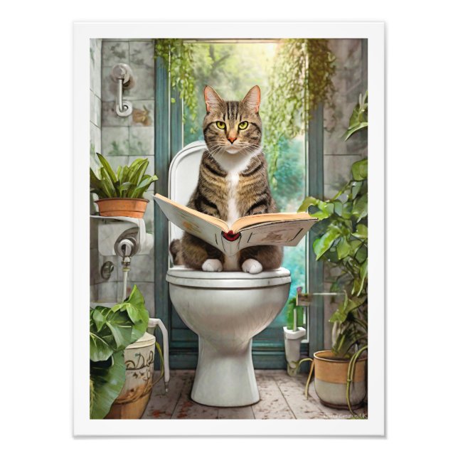 Tabby Cat Toilet Photo Print (Front)