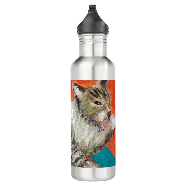 Tabby Cat washing toes Water Bottle (Right)