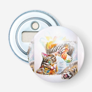 Tabby Cat Watercolour Cats Favour Floral Flower Bottle Opener