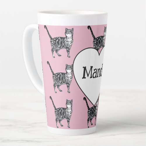 Tabby Cat Whimsical Light Pink Cats Girls Latte Mug
