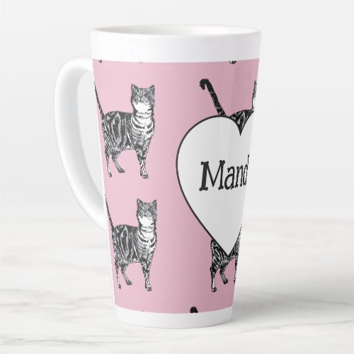 Tabby Cat Whimsical Light Pink Cats Girls Latte Mug