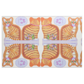 Tabby Cat with Dancing Mice Pillow Fabric