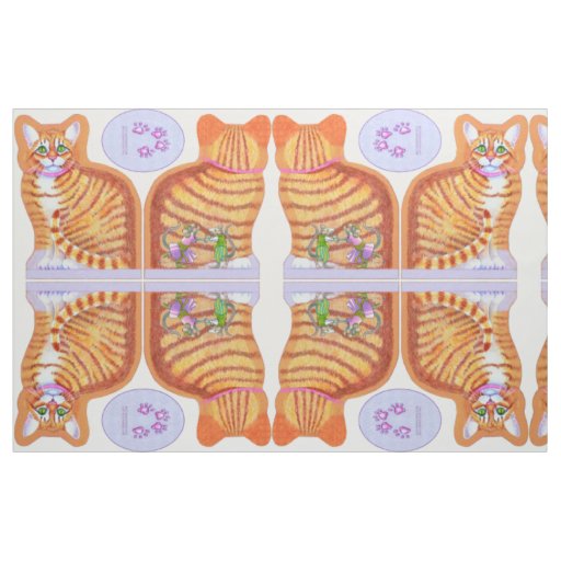 Tabby Cat with Dancing Mice Pillow Fabric