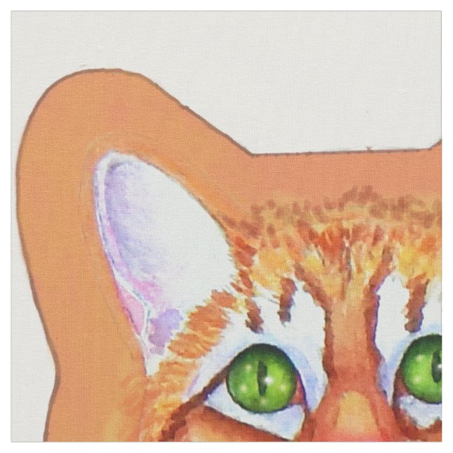 Tabby Cat with Dancing Mice Pillow Fabric (Close Up)