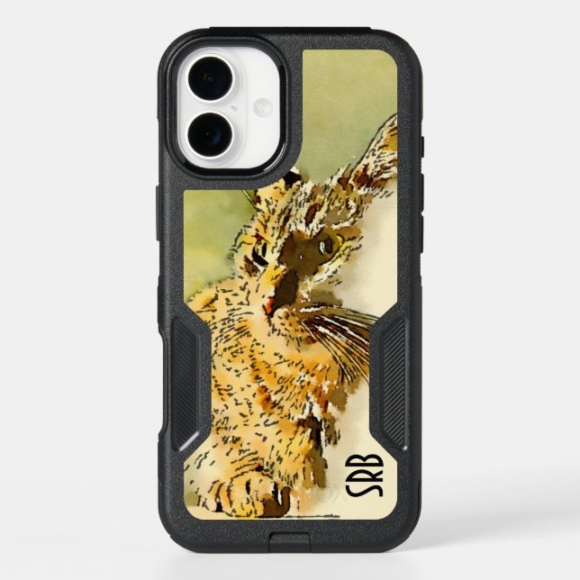 Tabby Cat with Extreme Whiskers In Side Light Otterbox iPhone Case (Back)
