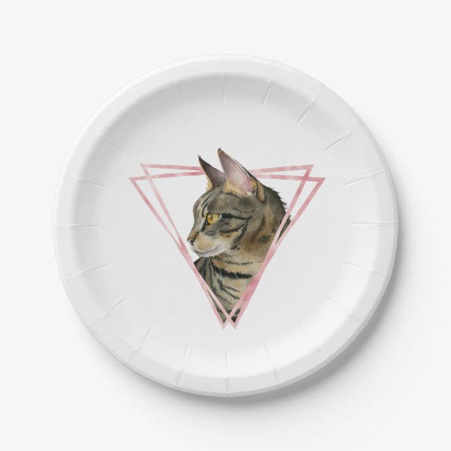 Tabby Cat with Faux Blush Metallic Frame