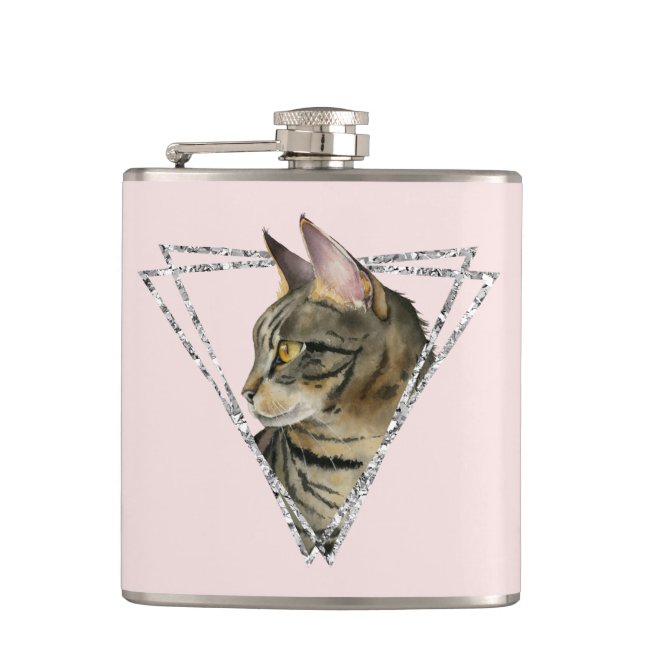 Tabby Cat with Faux Silver Glitter Frame
