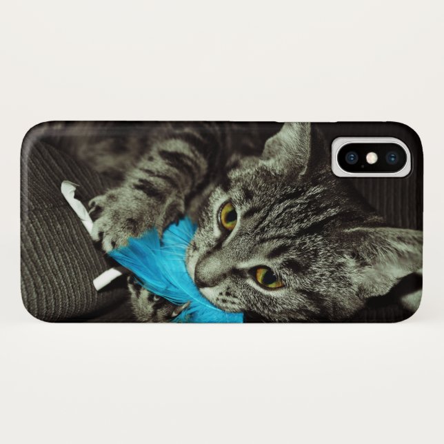 Tabby Cat with Feather by Shirley Taylor Case-Mate iPhone Case (Back (Horizontal))