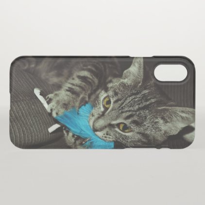 Tabby Cat with Feather by Shirley Taylor iPhone X Case