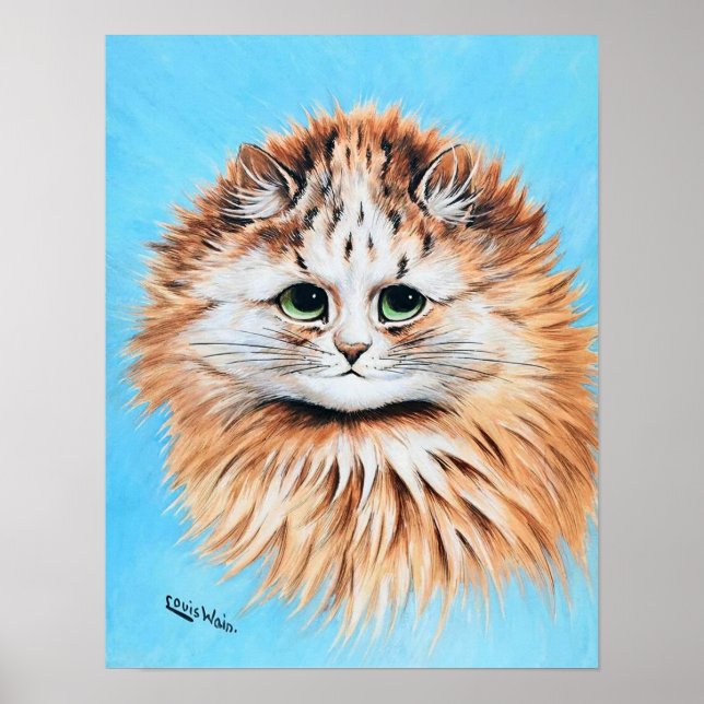 Tabby Cat with Green Eyes, Louis Wain Poster (Front)