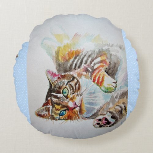 Tabby cats Cat Cute Funny Round Cushion