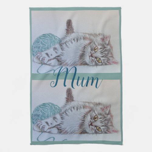 Tabby Cats Cute Cat Art Kitchen Mum Tea Towel