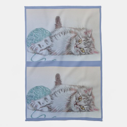 Tabby Cats Cute Cat Art Kitchen Tea Towel