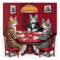 Tabby Cats Playing Poker