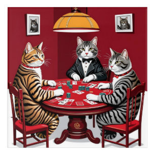 Tabby Cats Playing Poker Acrylic Print