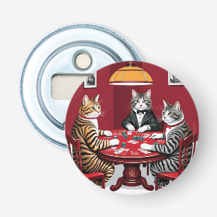 Tabby Cats Playing Poker Bottle Opener